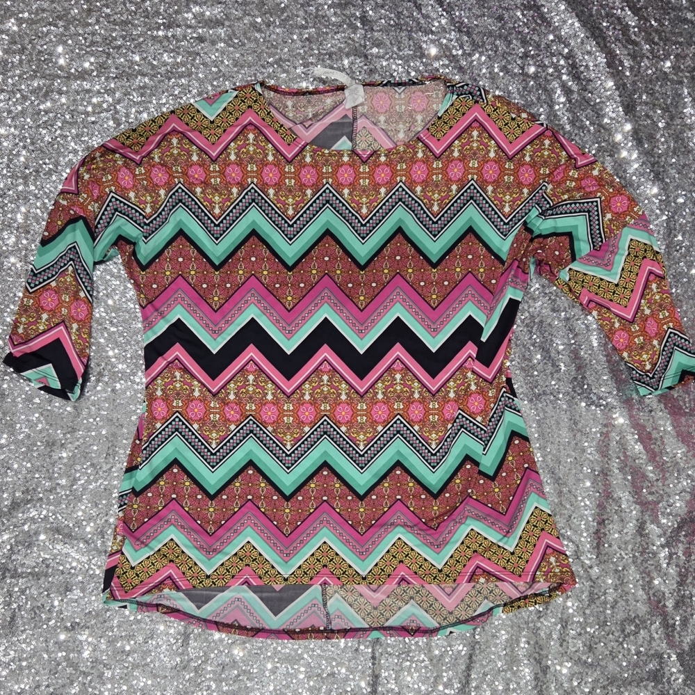 MOA USA Multicolor Chevron Blouse